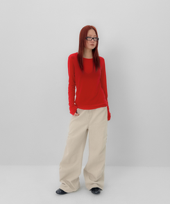 ラウンドテンセル長袖Tシャツ(8color) RED