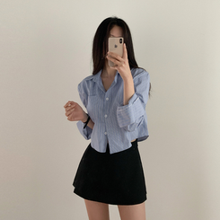 Aラインレイヤードミニスカート BLACK