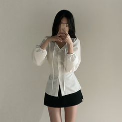 Aラインレイヤードミニスカート BLACK