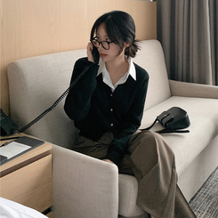 【丈別】ピンストライプワイドスラックス BROWN