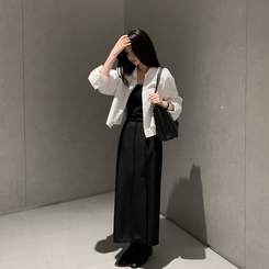 Hラインスリットロングスカート BLACK