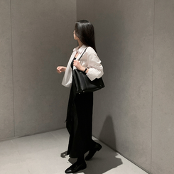 Hラインスリットロングスカート BLACK