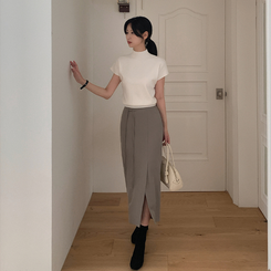 Hラインスリットロングスカート BEIGE