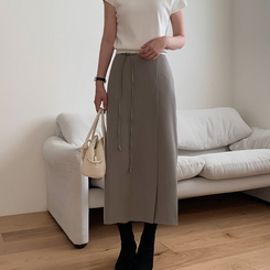 Hラインスリットロングスカート BEIGE