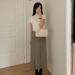 Hラインスリットロングスカート BEIGE