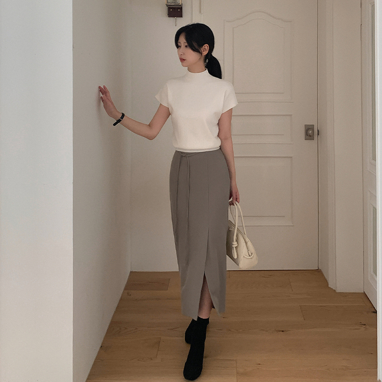 Hラインスリットロングスカート BEIGE