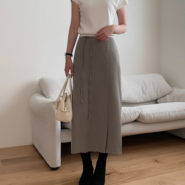 Hラインスリットロングスカート BEIGE