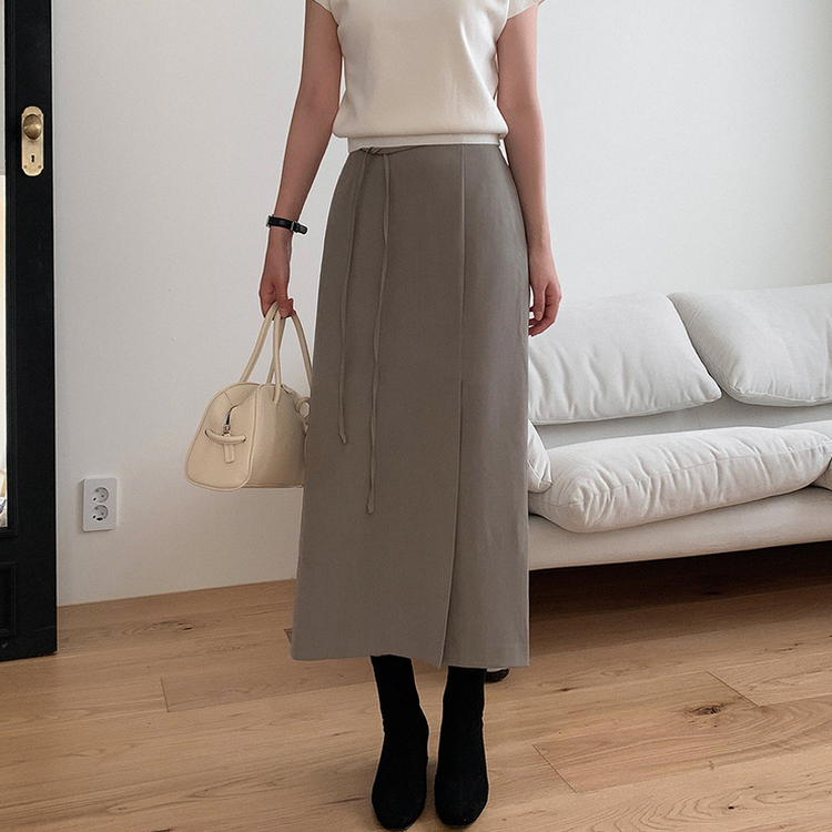 Hラインスリットロングスカート BEIGE