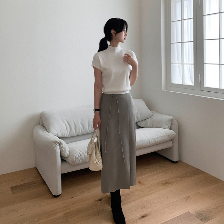 Hラインスリットロングスカート BEIGE