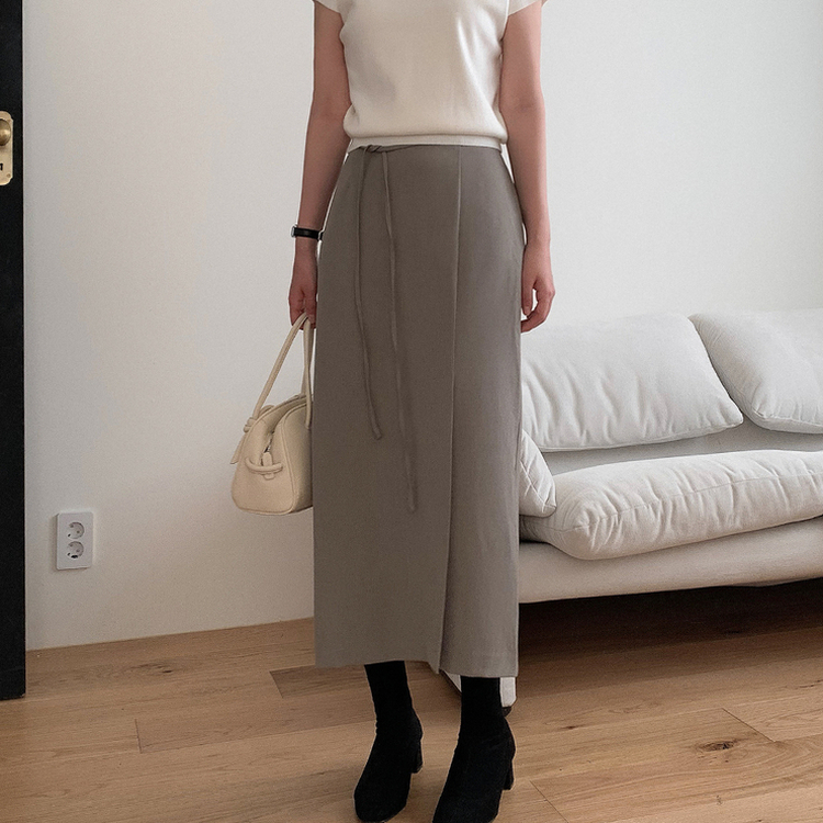 Hラインスリットロングスカート BEIGE