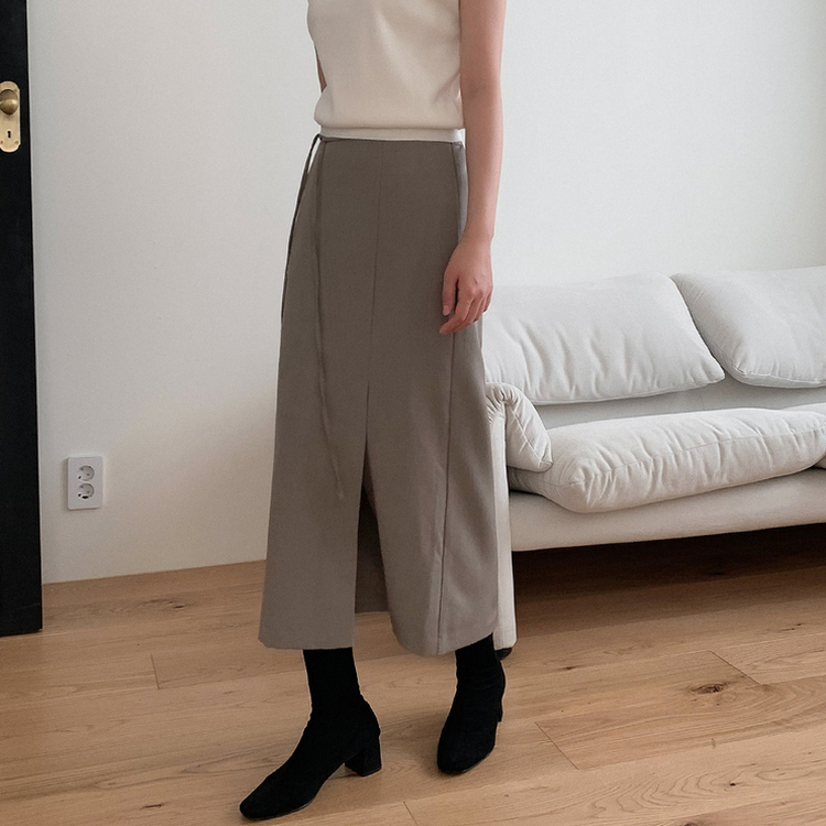 Hラインスリットロングスカート BEIGE