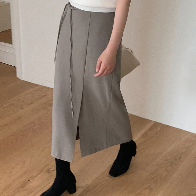 Hラインスリットロングスカート BEIGE