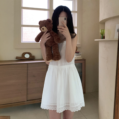 ピンタックレースストラップミニワンピース IVORY