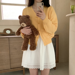 ピンタックレースストラップミニワンピース IVORY