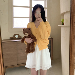 ピンタックレースストラップミニワンピース IVORY