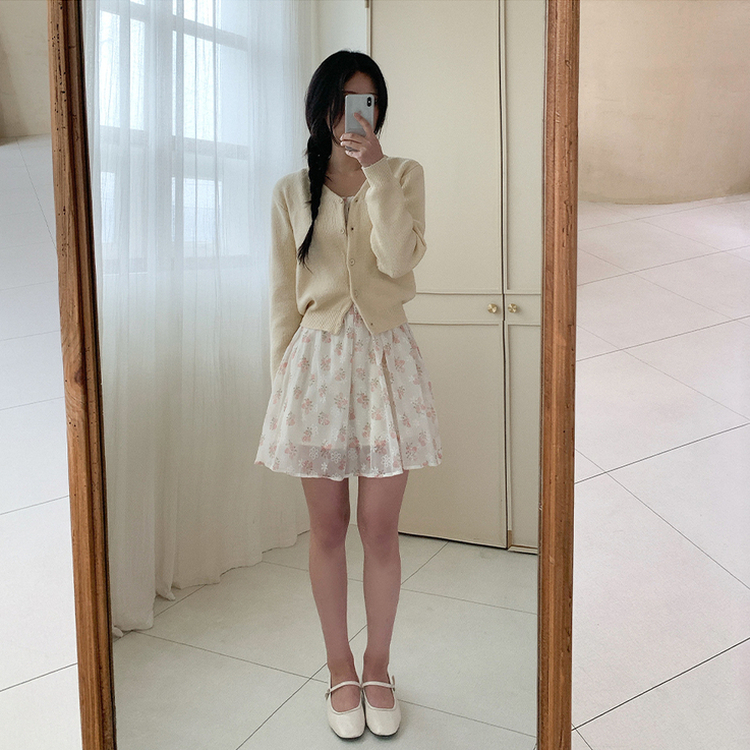 オフショルダーフラワーシースルーパフミニワンピース CREAM