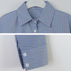 ストライプルーズクロップ刺繍シャツ