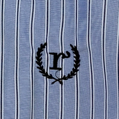 ストライプルーズクロップ刺繍シャツ