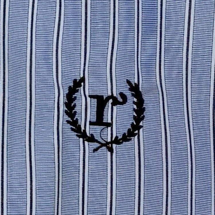 ストライプルーズクロップ刺繍シャツ