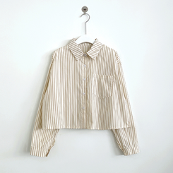 ストライプルーズクロップシャツ