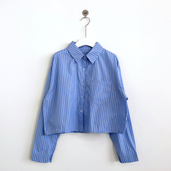 ストライプルーズクロップシャツ