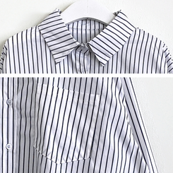 ストライプルーズクロップシャツ