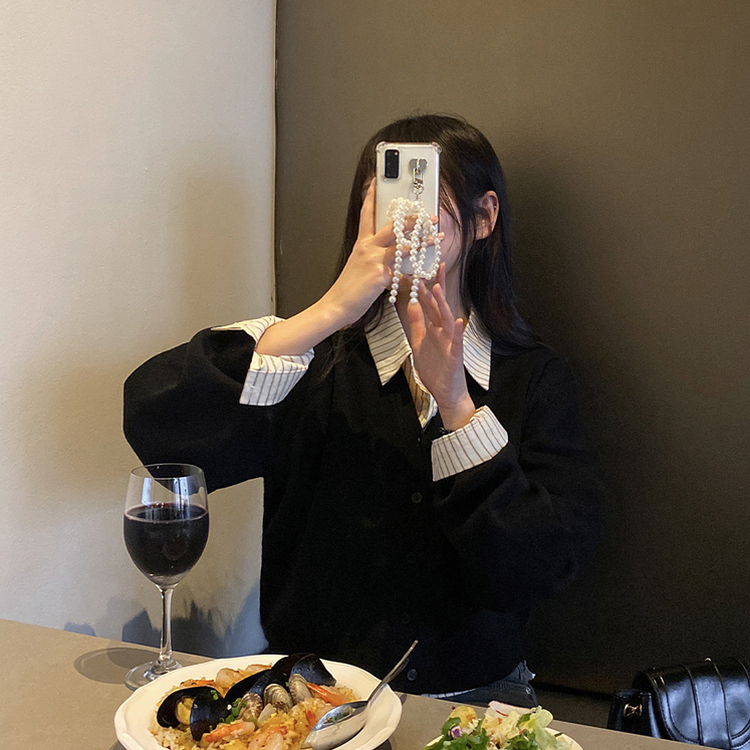 ストライプルーズクロップシャツ BEIGE