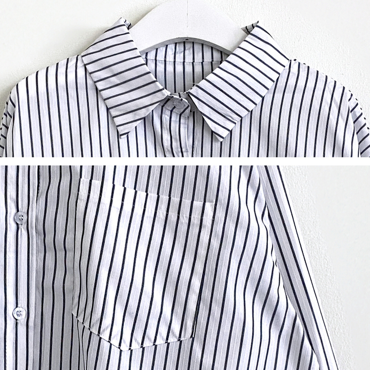 ストライプルーズクロップシャツ