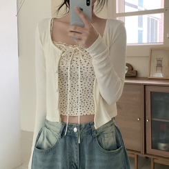 【SET】レイヤードリボンレースフラワーカーディガン CREAM