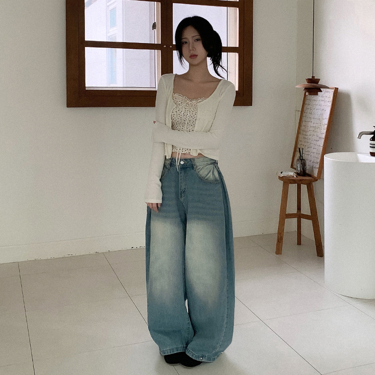 【SET】レイヤードリボンレースフラワーカーディガン CREAM