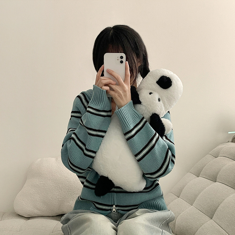 ストライプクロップニットジップアップパーカー MINT