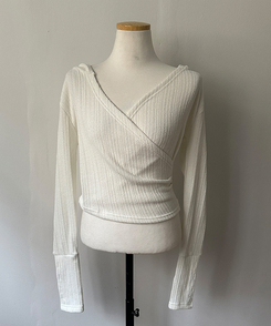 ラップフードボタン袖Tシャツ