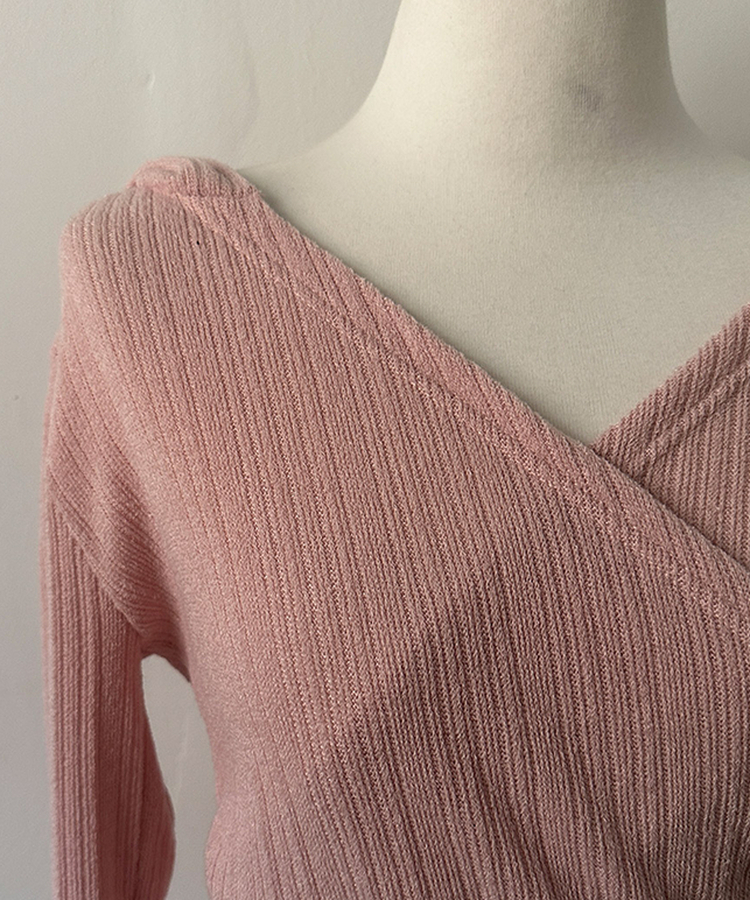 올리브 랩 후드 소매 버튼 니트 티셔츠