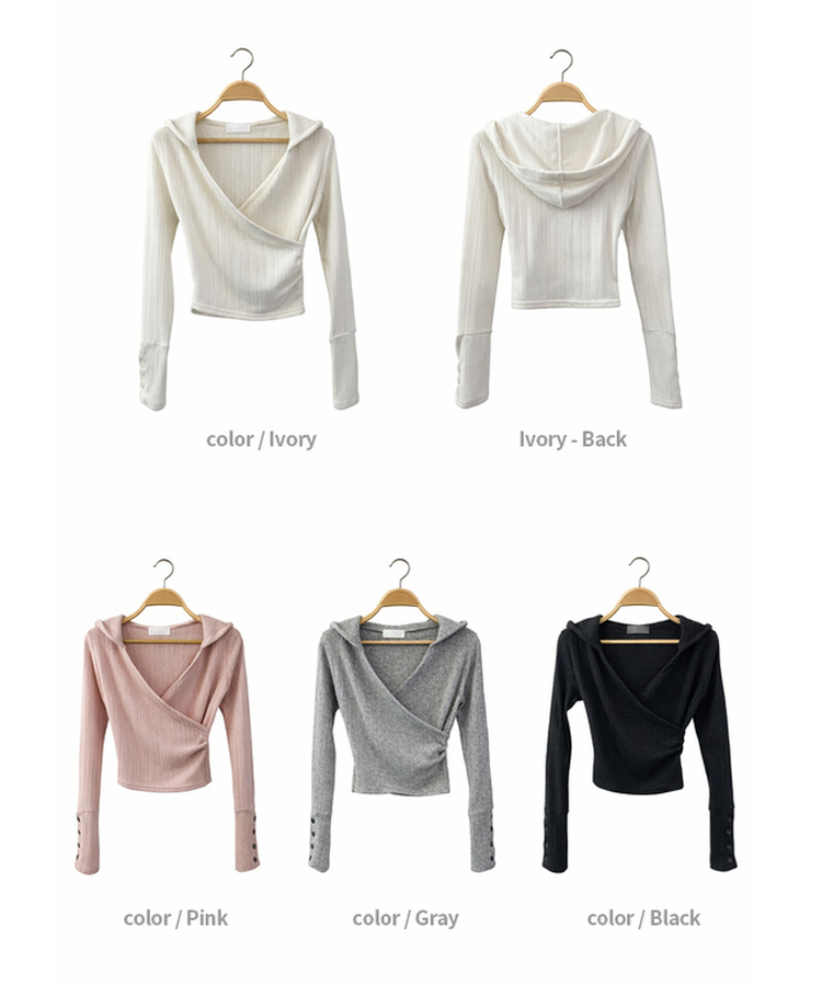 ラップフードボタン袖Tシャツ