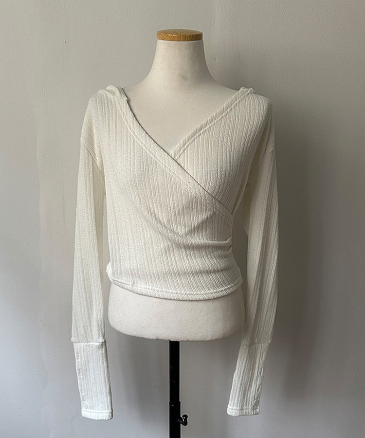 ラップフードボタン袖Tシャツ