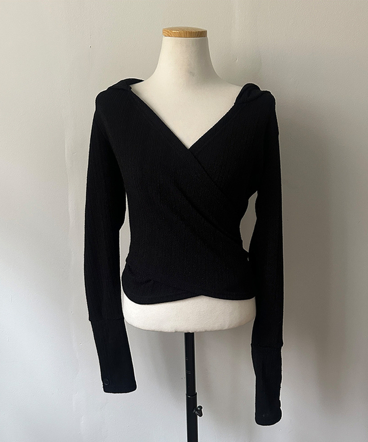 ラップフードボタン袖Tシャツ