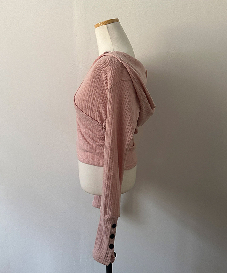 ラップフードボタン袖Tシャツ