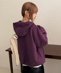 ハイネックチェックウィンドブレーカー PURPLE