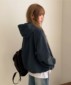 ハイネックチェックウィンドブレーカー NAVY