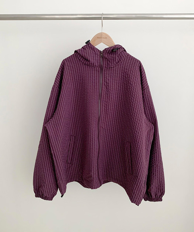 ハイネックチェックウィンドブレーカー