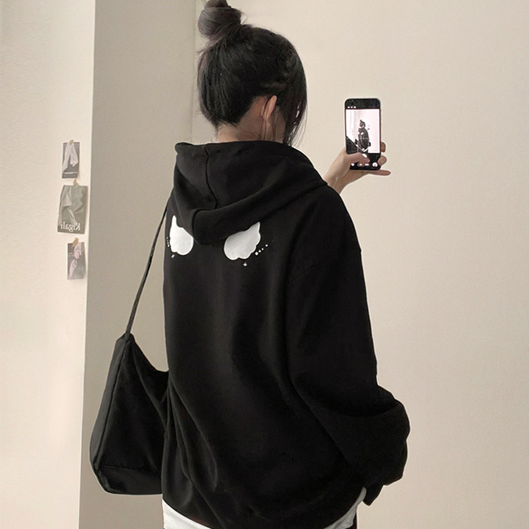 バッグエンジェルフードパーカー(5color) BLACK