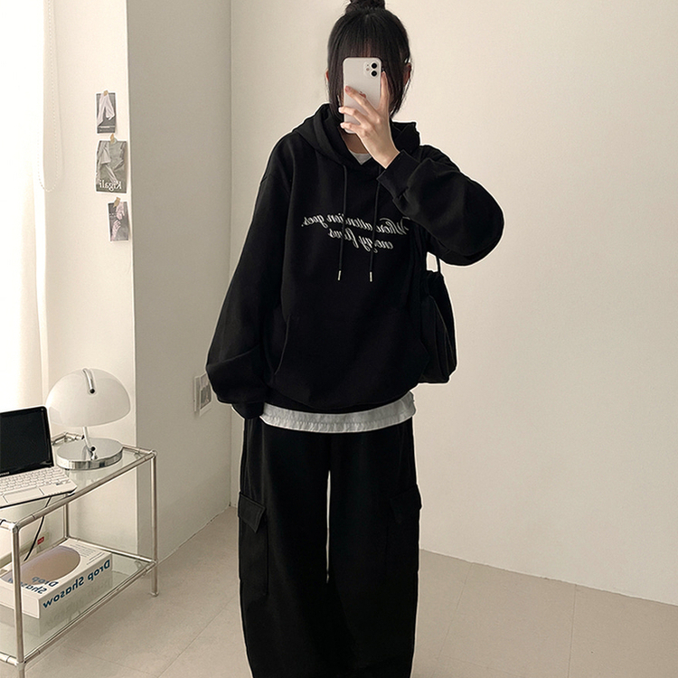 バッグエンジェルフードパーカー(5color) BLACK