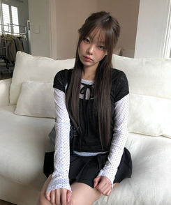 【SET】レイヤードドットTシャツ BLACK