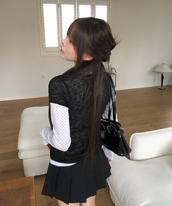 【SET】レイヤードドットTシャツ BLACK