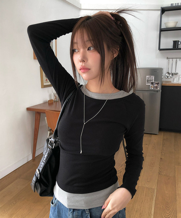 イカラーレイヤード長袖Tシャツ MINT