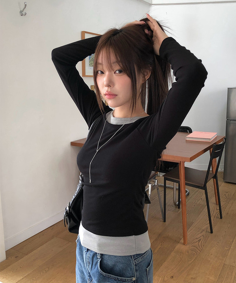 イカラーレイヤード長袖Tシャツ MINT