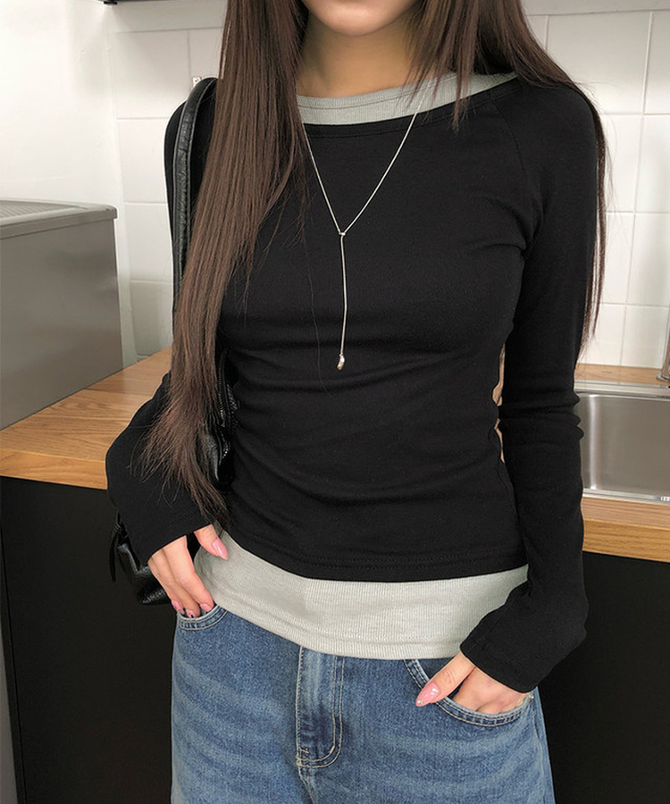 イカラーレイヤード長袖Tシャツ MINT