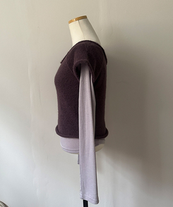 【SET着用可能】ボートネック半袖ニット 長袖Tシャツ