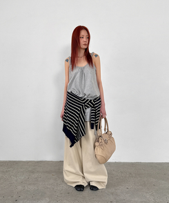 スナップコットンバンディングパンツ CREAM