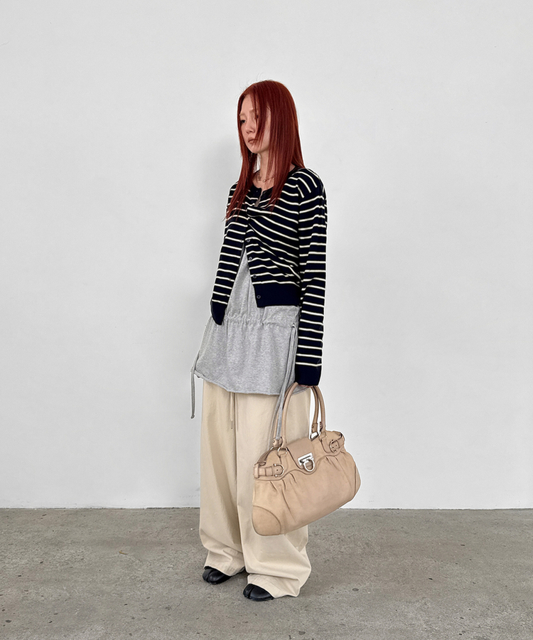 スナップコットンバンディングパンツ CREAM